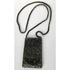 Moyna Metallic Beaded Crossbody Shoulder Mini Accessories Purse 5"x3"